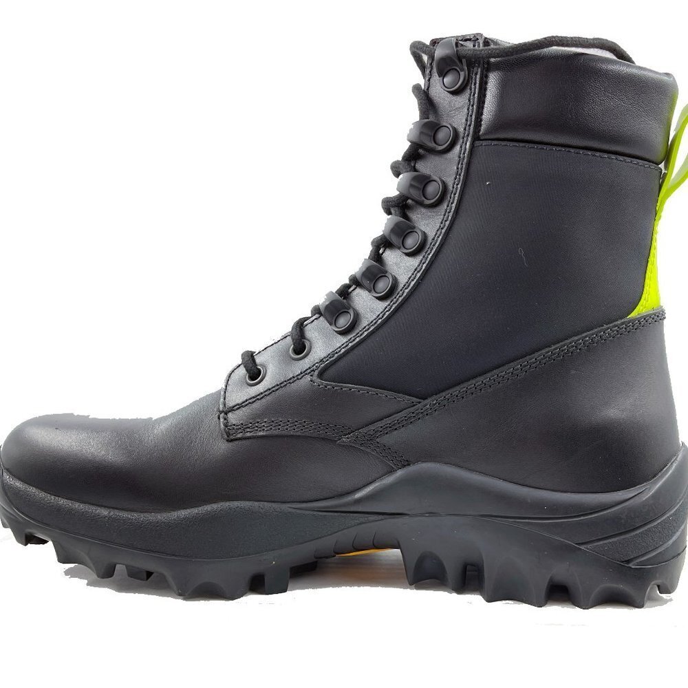 MCM Men's Black Leather Reflective Patch Boots w/Yellow Pull MEX 9AMM83 BK sz 41